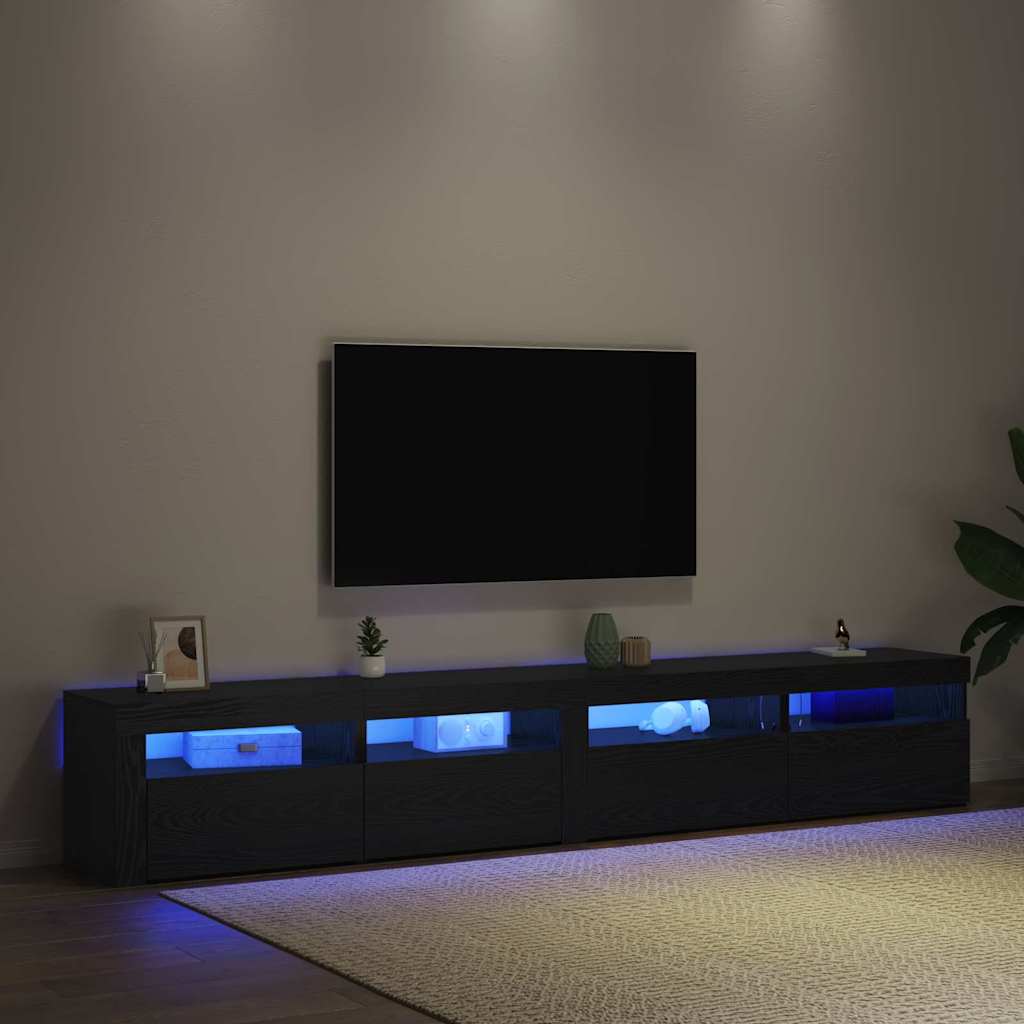 Conjunto de mueble de TV 3 pcs Roble Negro 240 x 35 x 40 cm