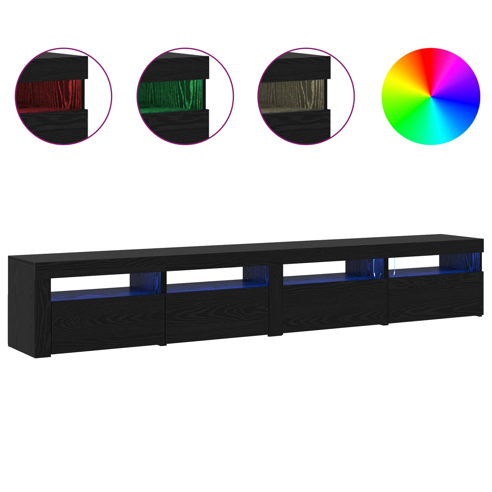 Conjunto de mueble de TV 3 pcs Roble Negro 240 x 35 x 40 cm