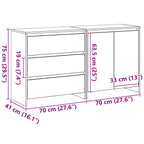 Aparador 2 pcs Negro 70 x 41 x 75 cm Madera de ingeniería
