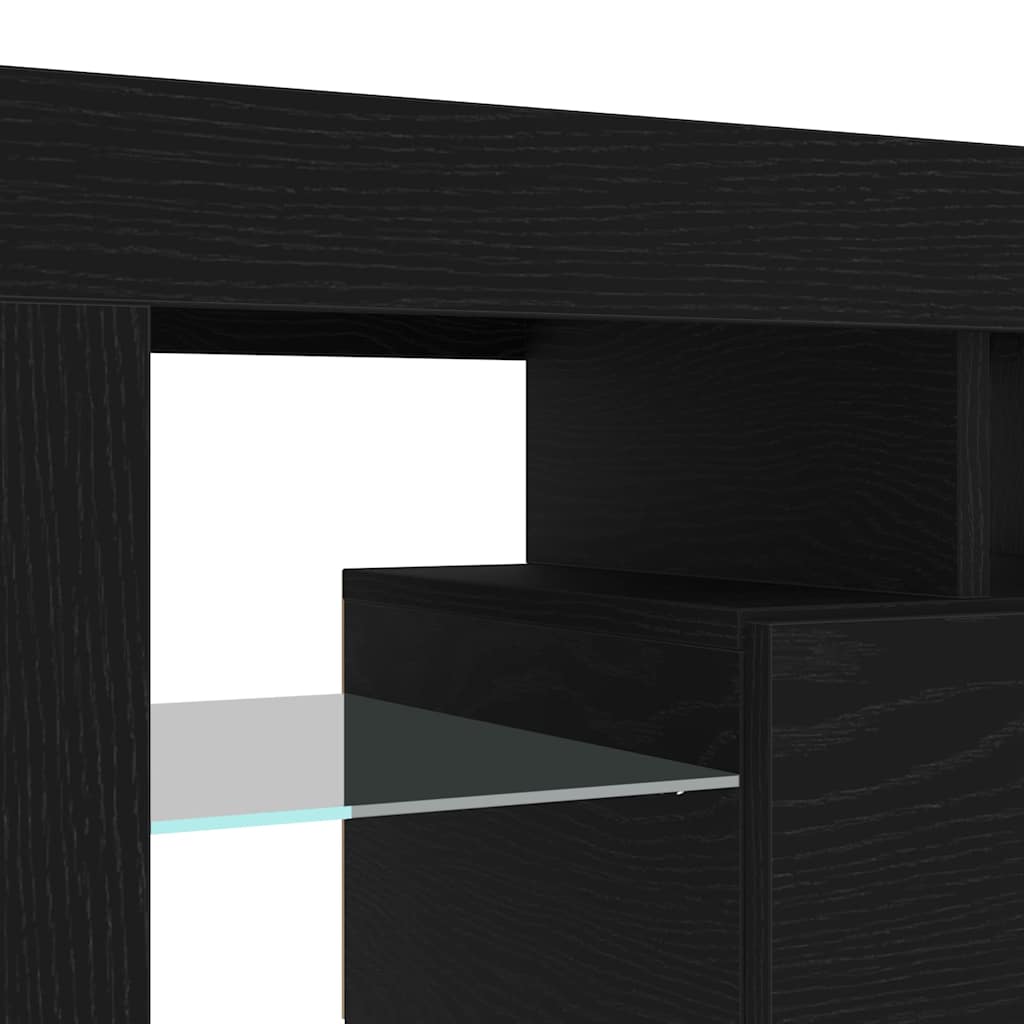 Gabinete de TV con LED 2 pcs Roble Negro 230 x 36,5 x 40 cm