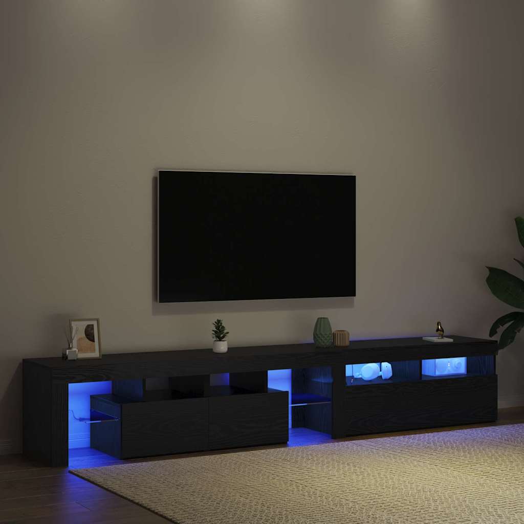 Gabinete de TV con LED 2 pcs Roble Negro 230 x 36,5 x 40 cm