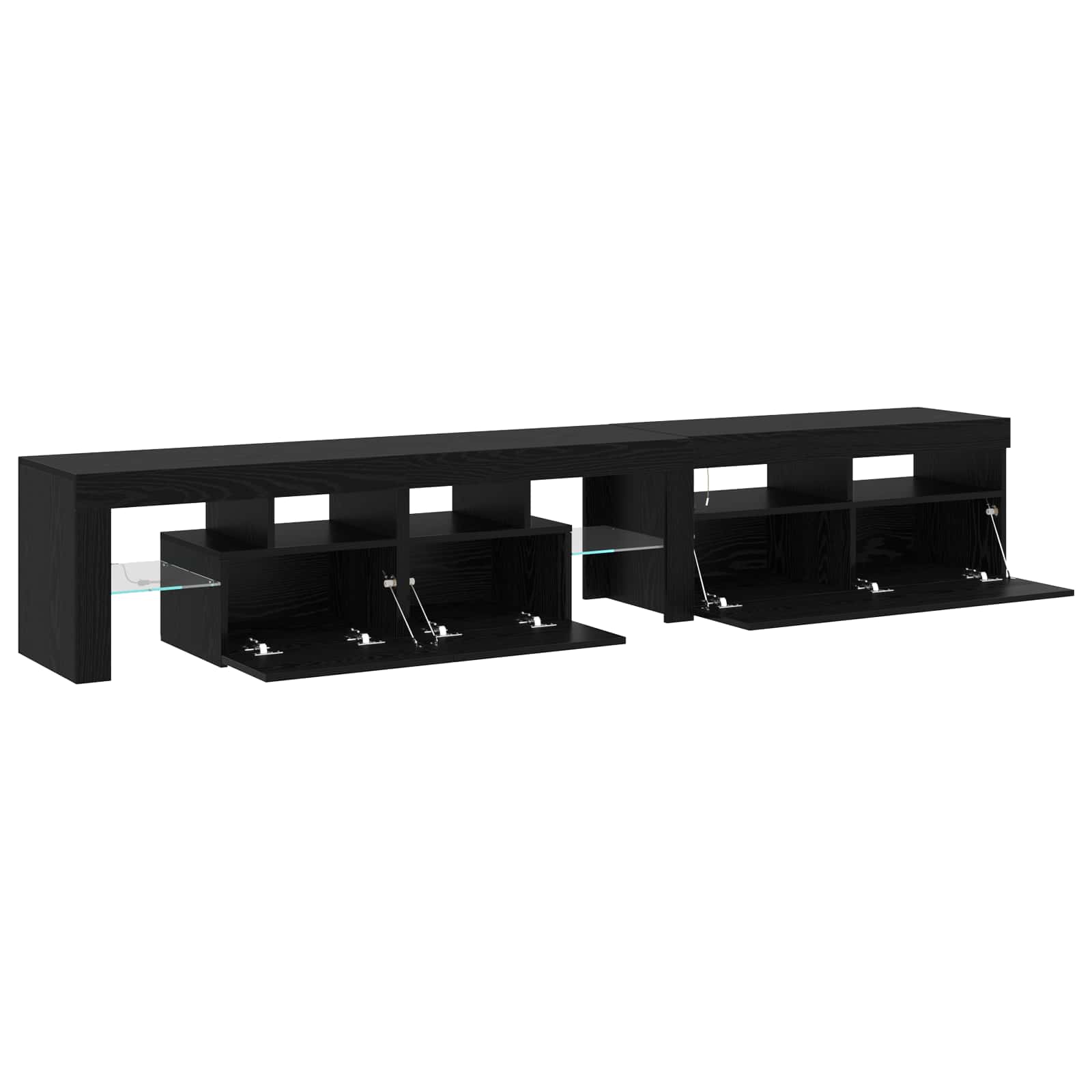 Gabinete de TV con LED 2 pcs Roble Negro 230 x 36,5 x 40 cm
