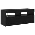 Gabinete de TV con LED 2 pcs Roble Negro 230 x 36,5 x 40 cm