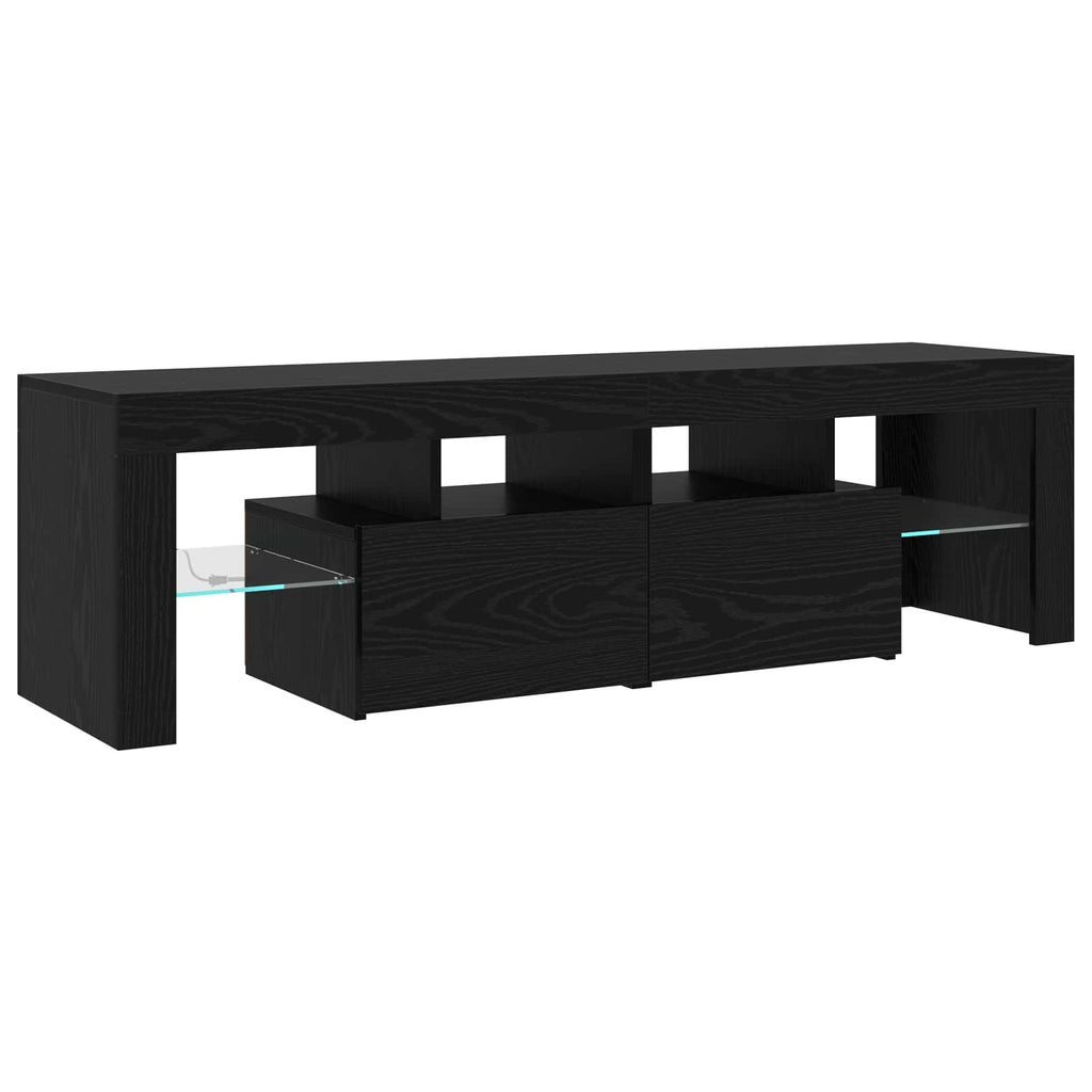 Gabinete de TV con LED 2 pcs Roble Negro 230 x 36,5 x 40 cm