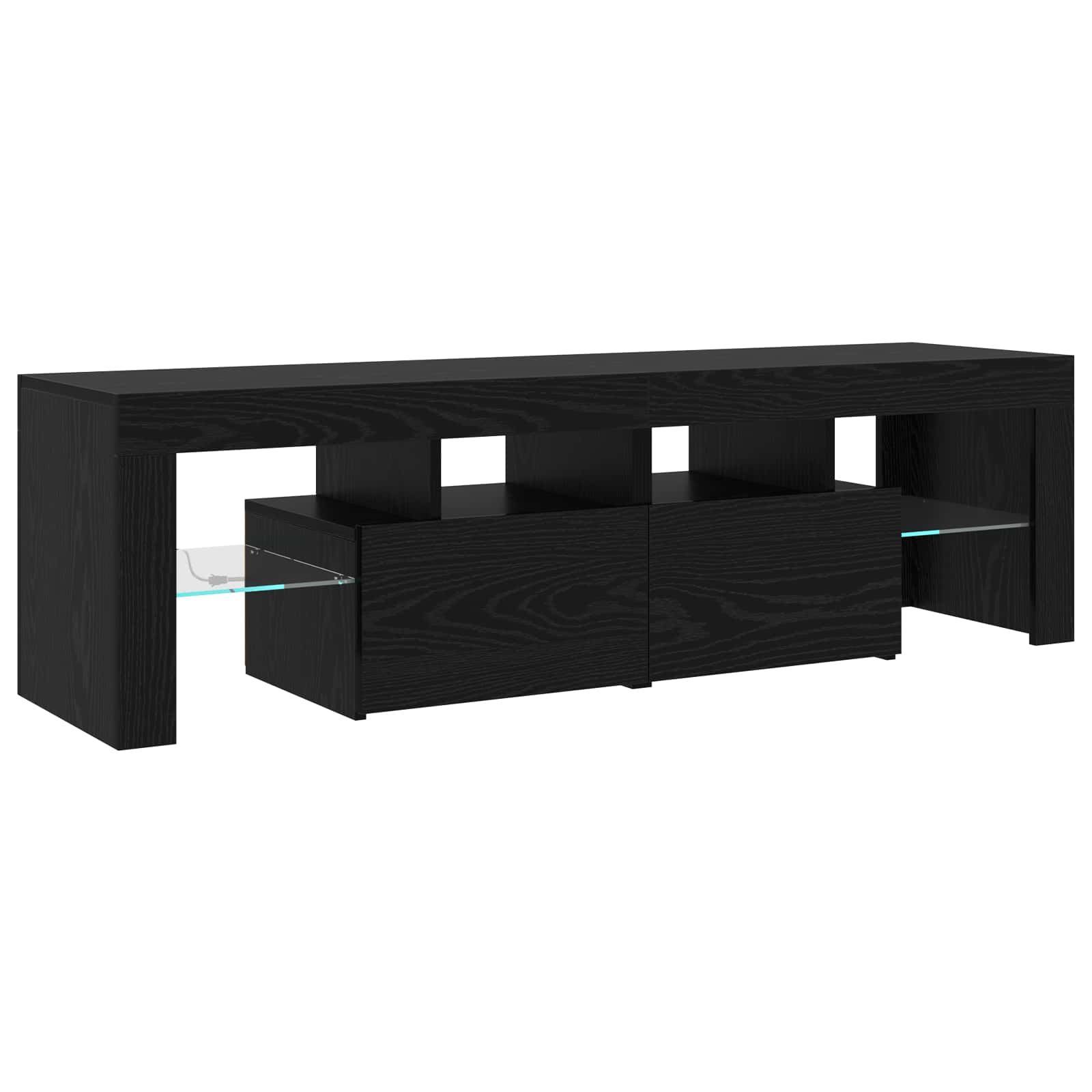 Gabinete de TV con LED 2 pcs Roble Negro 230 x 36,5 x 40 cm