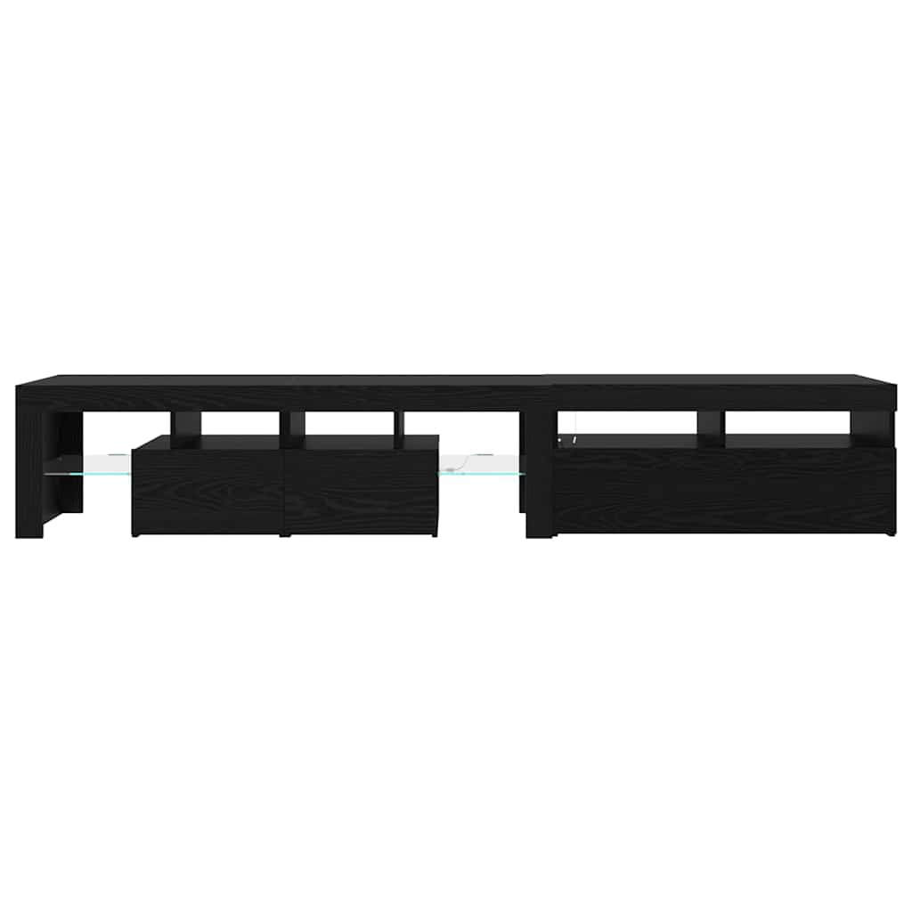 Gabinete de TV con LED 2 pcs Roble Negro 230 x 36,5 x 40 cm