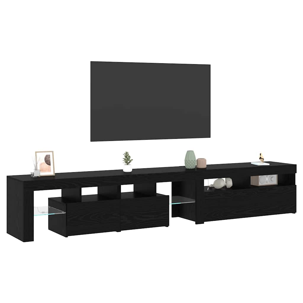 Gabinete de TV con LED 2 pcs Roble Negro 230 x 36,5 x 40 cm