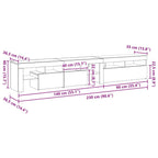 Gabinete de TV con LED 2 pcs Roble Negro 230 x 36,5 x 40 cm