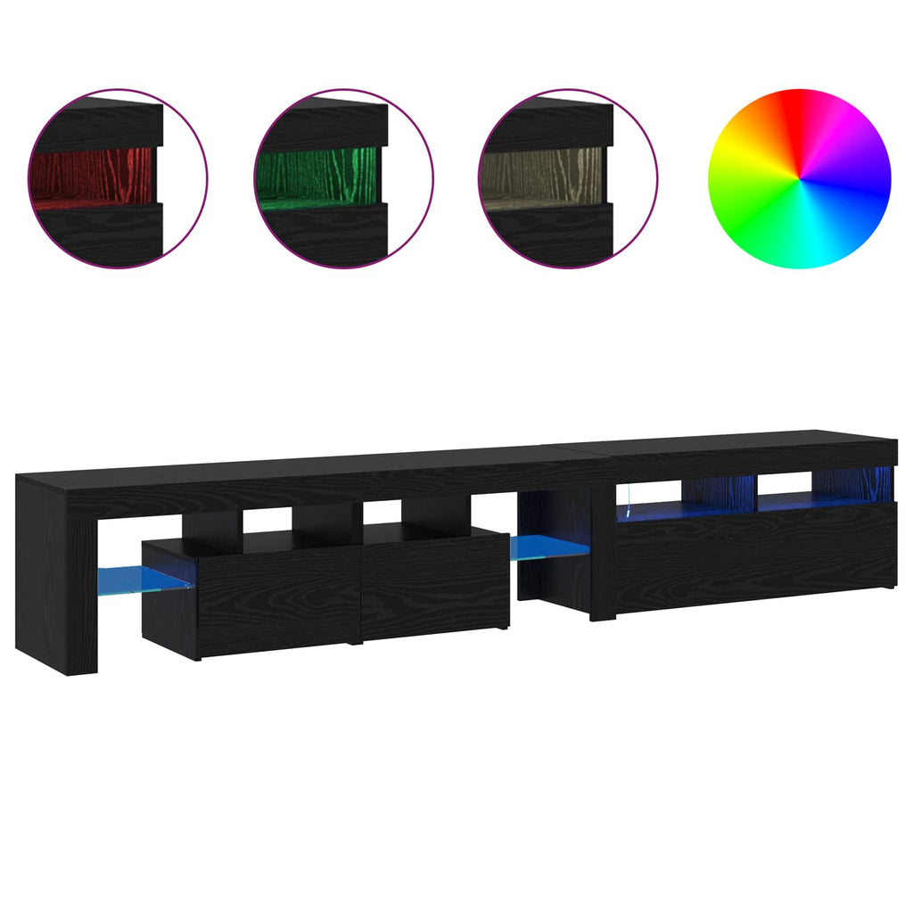 Gabinete de TV con LED 2 pcs Roble Negro 230 x 36,5 x 40 cm