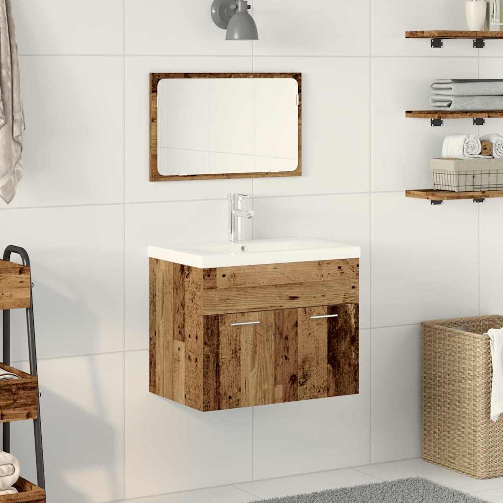 Juego de muebles de baño 3 pcs Roble Negro Madera de ingeniería