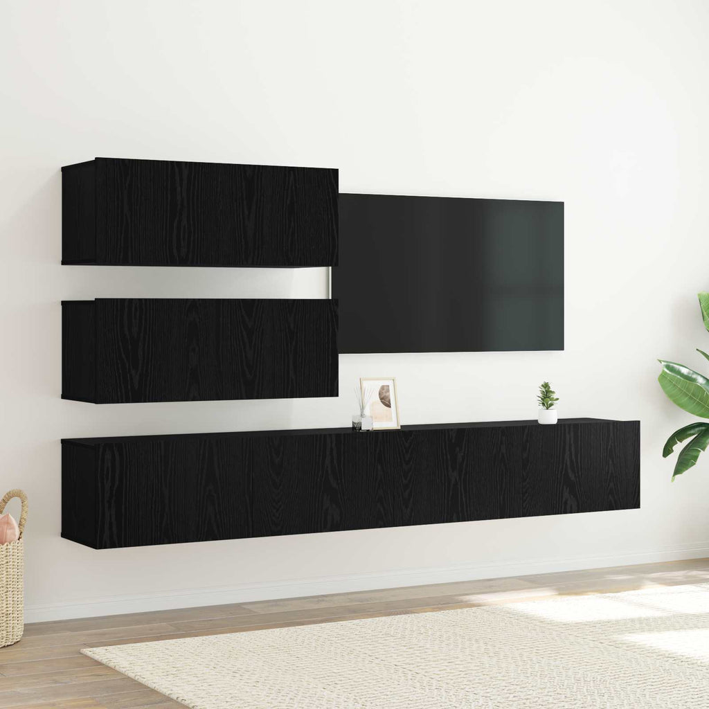 Conjunto de mueble de TV 4 pcs Madera envejecida