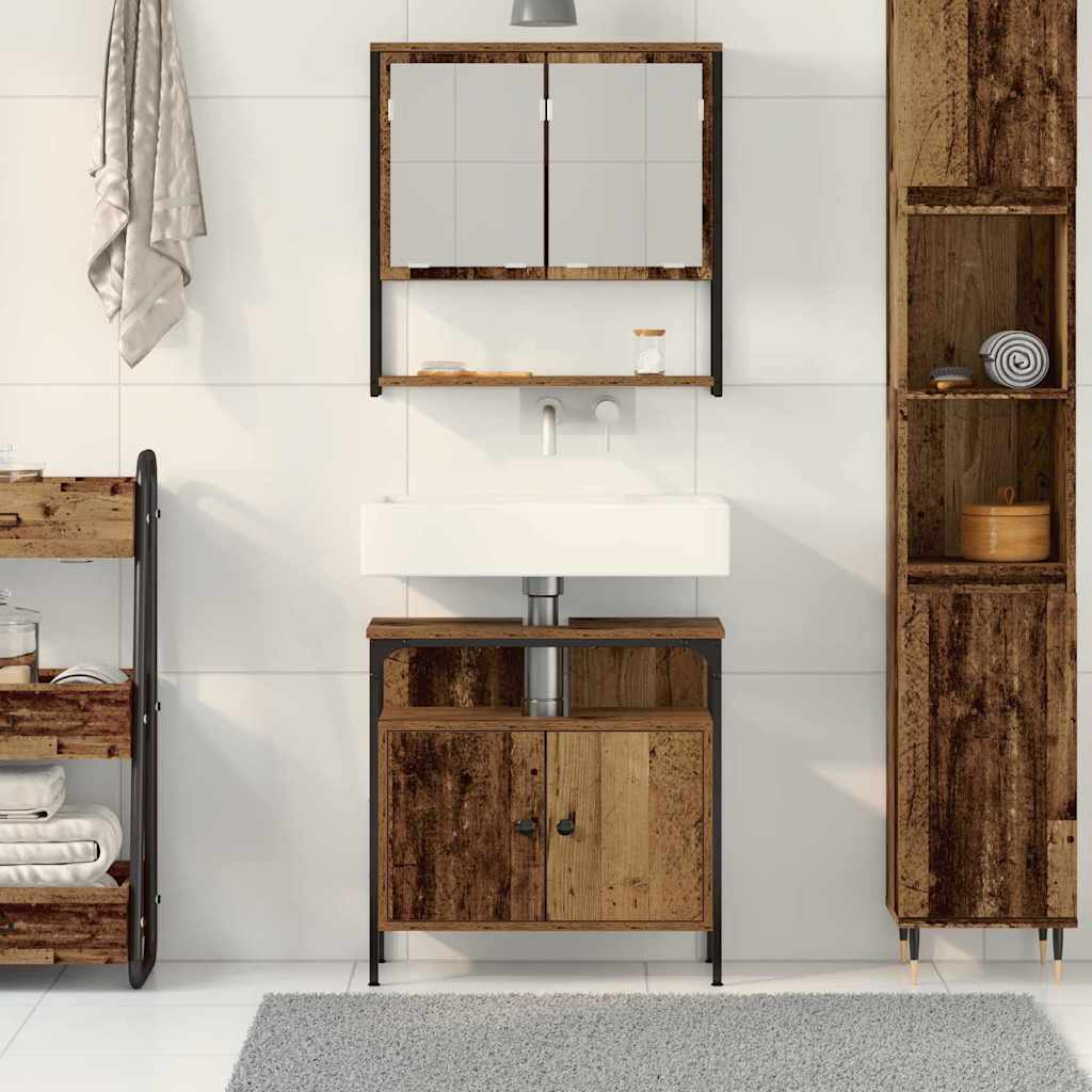 Juego de muebles de baño 2 pcs Marrón Madera contrachapada