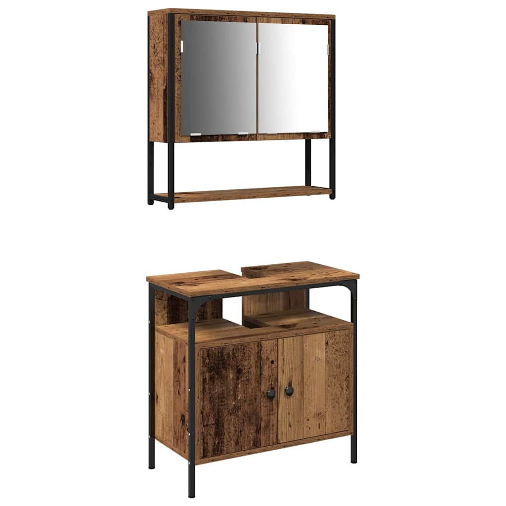 Juego de muebles de baño 2 pcs Marrón Madera contrachapada