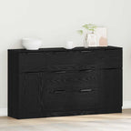 Aparador con cajón 3 pcs Roble Negro Madera de ingeniería