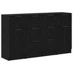 Aparador con cajón 3 pcs Roble Negro Madera de ingeniería