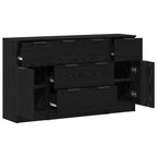 Aparador con cajón 3 pcs Roble Negro Madera de ingeniería