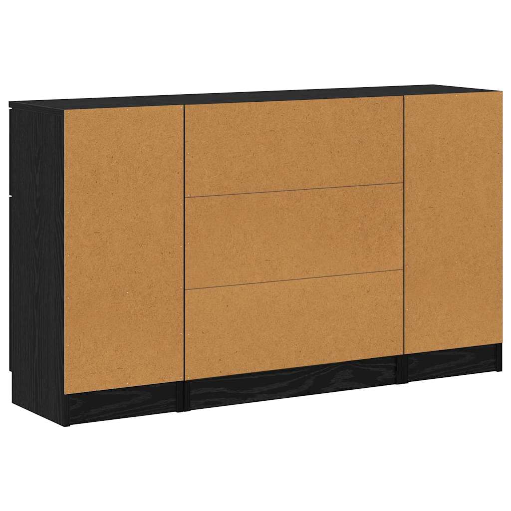 Aparador con cajón 3 pcs Roble Negro Madera de ingeniería