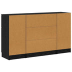 Aparador con cajón 3 pcs Roble Negro Madera de ingeniería