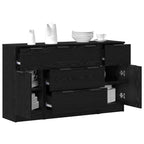 Aparador con cajón 3 pcs Roble Negro Madera de ingeniería