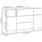 Aparador con cajón 3 pcs Roble Negro Madera de ingeniería