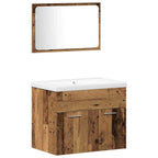 Juego de muebles de baño con puerta 3 pcs Madera envejecida