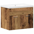 Juego de muebles de baño con puerta 3 pcs Madera envejecida