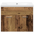 Juego de muebles de baño con puerta 3 pcs Madera envejecida