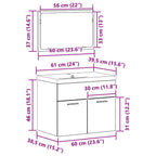 Juego de muebles de baño con puerta 3 pcs Madera envejecida