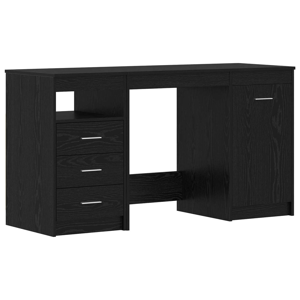 Escritorio con cajón 2 pcs Roble Negro 140 x 50 x 76 cm