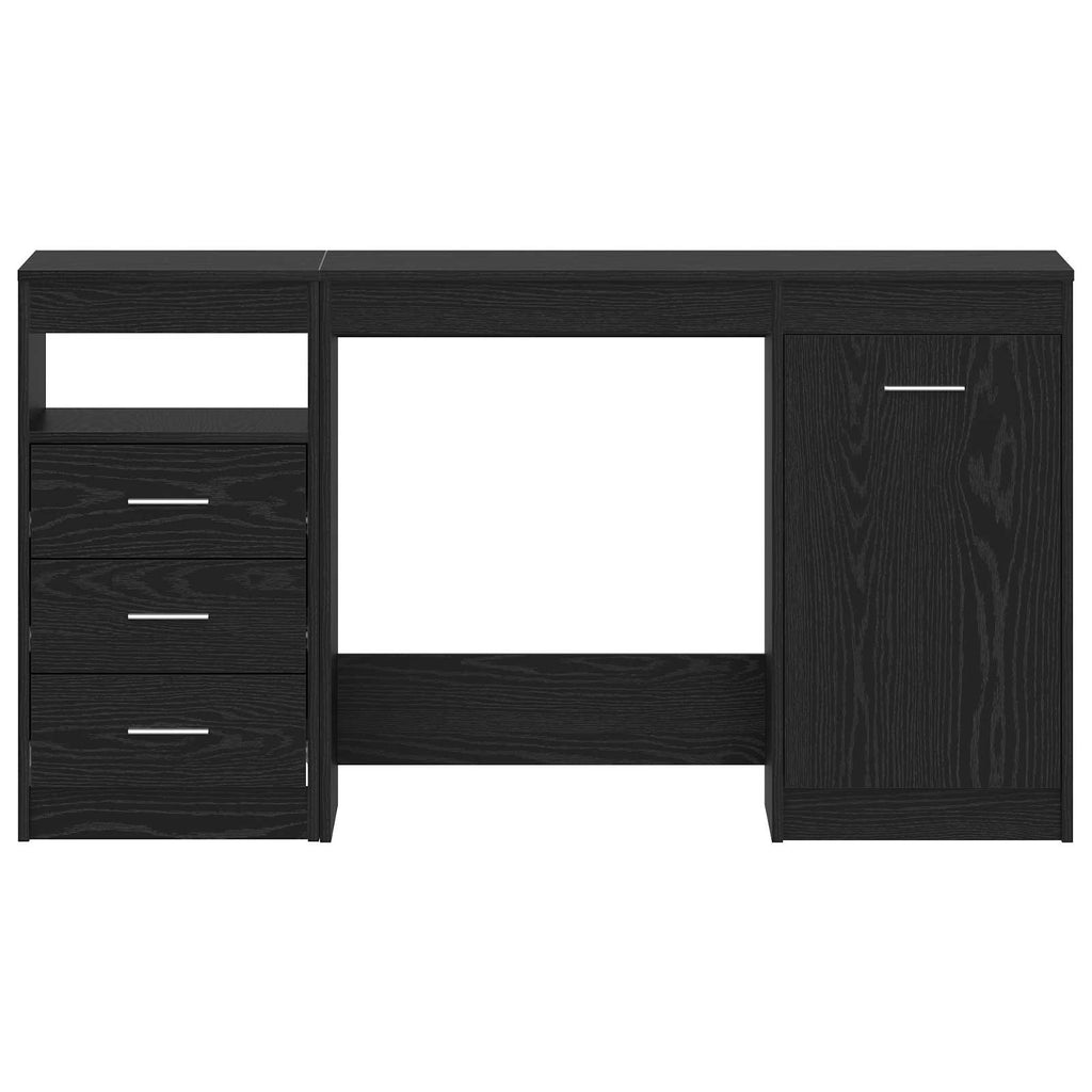 Escritorio con cajón 2 pcs Roble Negro 140 x 50 x 76 cm