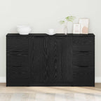 Aparador con cajón 3 pcs Roble Negro Madera de ingeniería