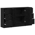 Aparador con cajón 3 pcs Roble Negro Madera de ingeniería