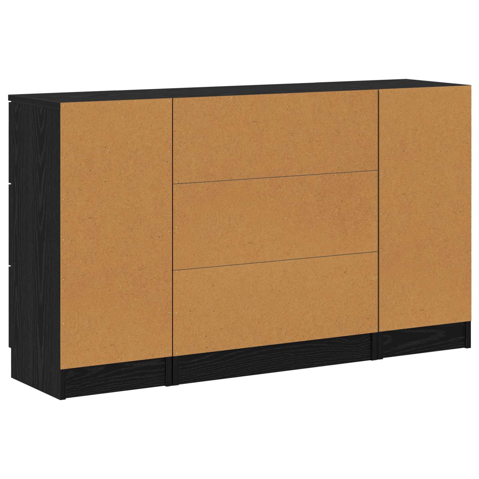 Aparador con cajón 3 pcs Roble Negro Madera de ingeniería