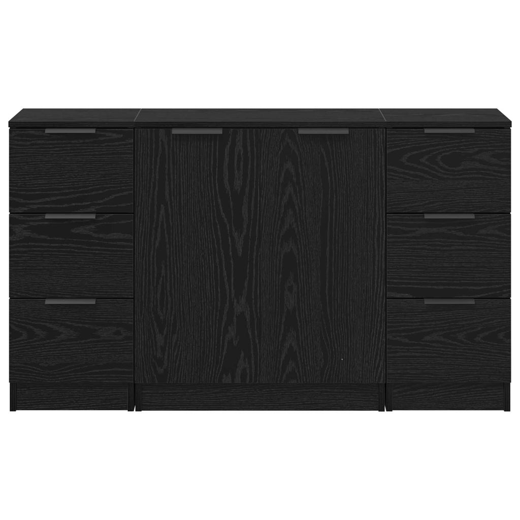 Aparador con cajón 3 pcs Roble Negro Madera de ingeniería