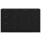 Aparador con cajón 3 pcs Roble Negro Madera de ingeniería