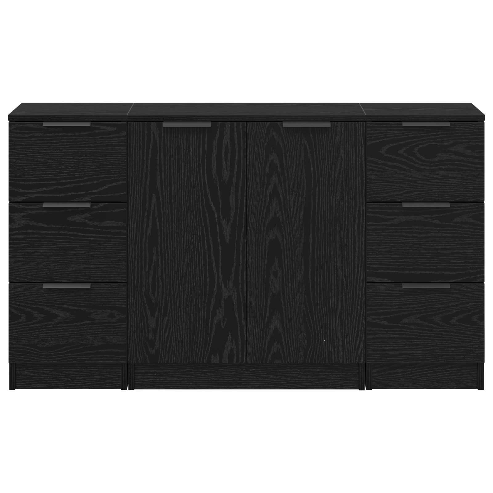 Aparador con cajón 3 pcs Roble Negro Madera de ingeniería