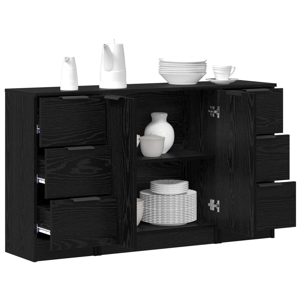 Aparador con cajón 3 pcs Roble Negro Madera de ingeniería