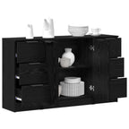 Aparador con cajón 3 pcs Roble Negro Madera de ingeniería