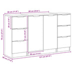Aparador con cajón 3 pcs Roble Negro Madera de ingeniería