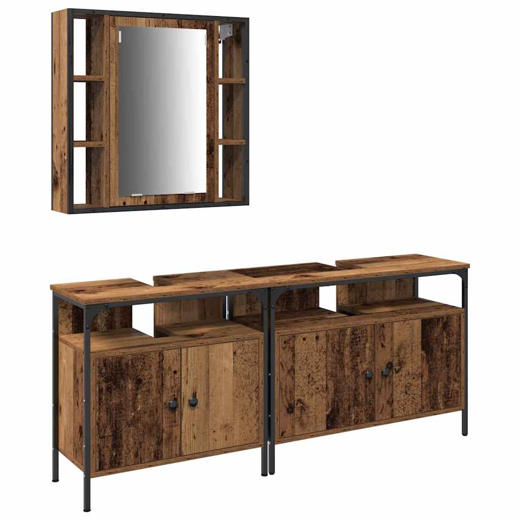 Unidades de Tocador de Baño 3 pcs Marrón Madera contrachapada
