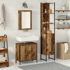 Juego de muebles de baño 3 pcs Marrón Madera de ingeniería