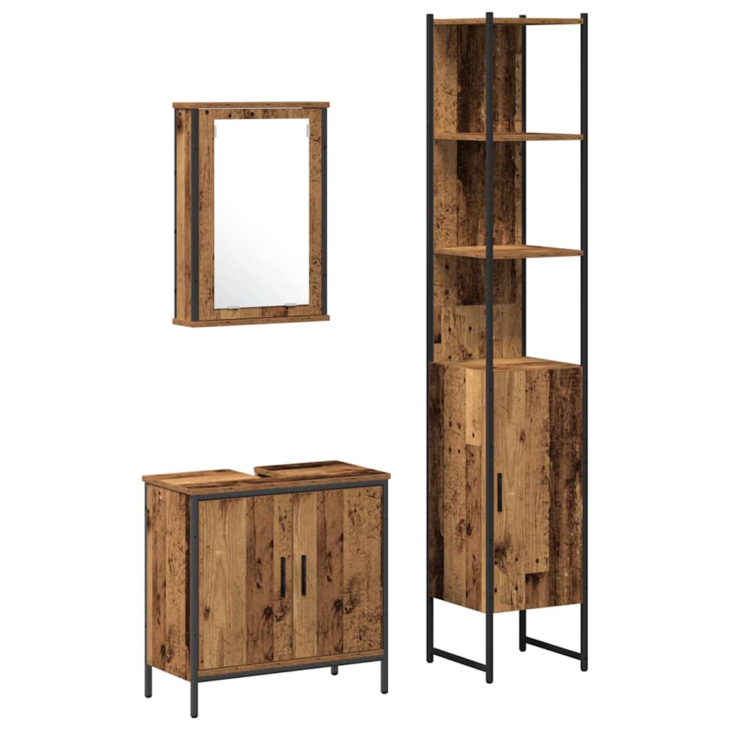 Juego de muebles de baño 3 pcs Marrón Madera de ingeniería