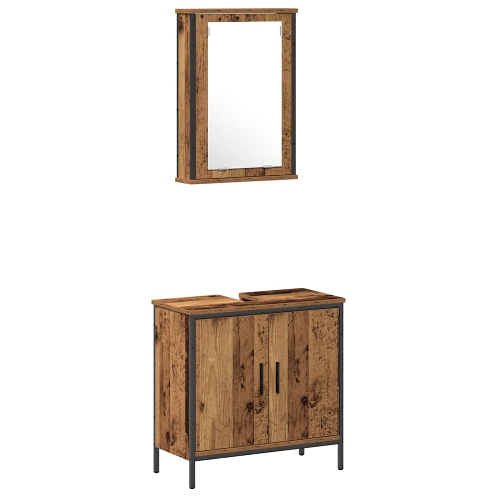 Juego de muebles de baño 3 pcs Marrón Madera de ingeniería