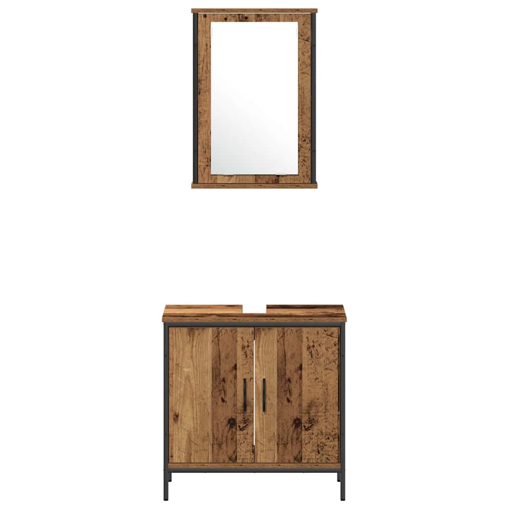 Juego de muebles de baño 3 pcs Marrón Madera de ingeniería