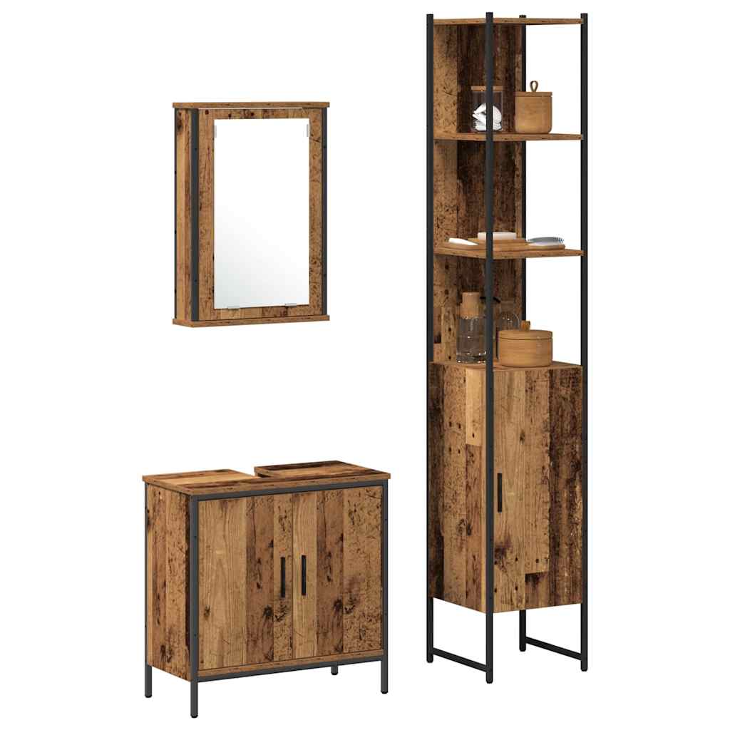 Juego de muebles de baño 3 pcs Marrón Madera de ingeniería