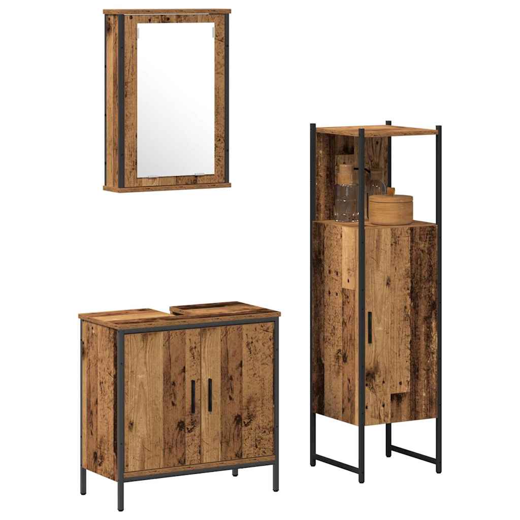 Juego de muebles de baño 3 pcs Marrón 33 x 33 x 120.5 cm