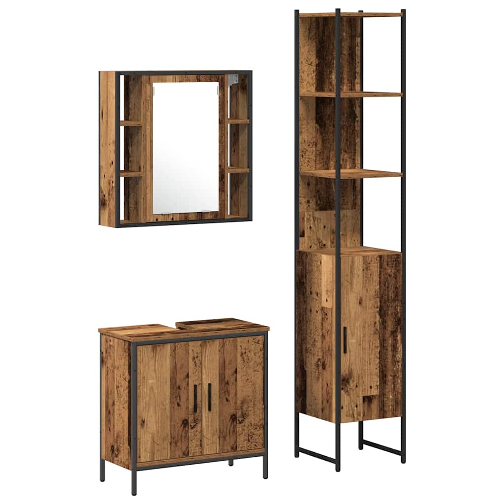 Unidades de Tocador de Baño 3 pcs Marrón Madera contrachapada