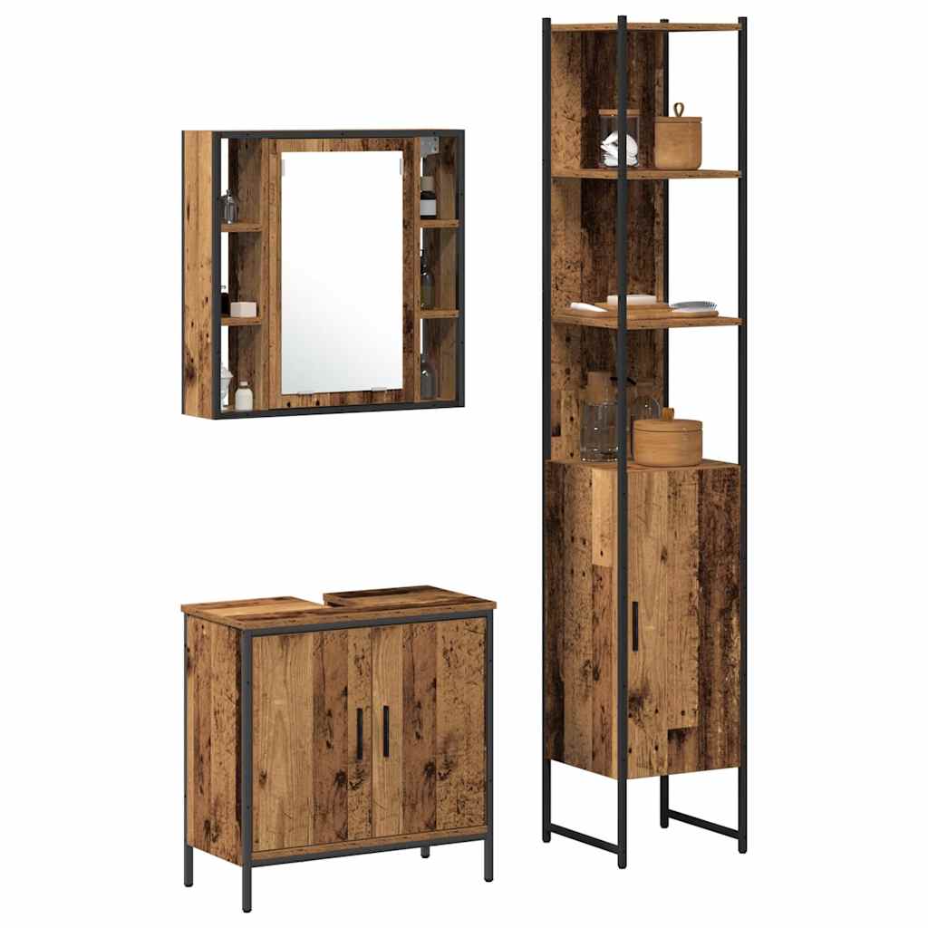 Unidades de Tocador de Baño 3 pcs Marrón Madera contrachapada