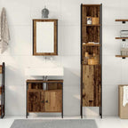Juego de muebles de baño con estante 3 pcs Madera vieja