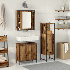 Juego de muebles de baño 3 pcs Marrón Madera de ingeniería